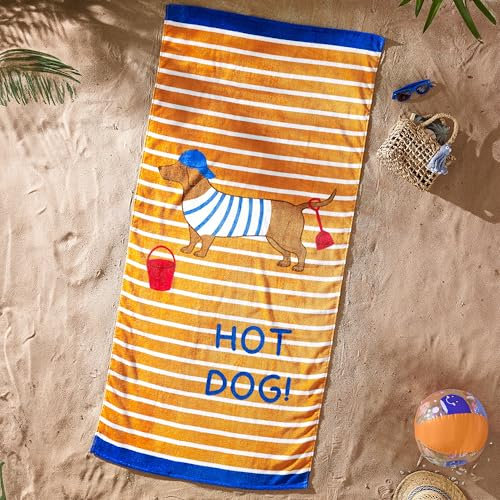 Catherine Lansfield Hot Dog Strandtuch, Baumwolle, 76 x 160 cm, Orange