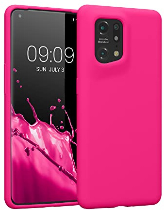 kwmobile Handyhülle für Oppo Find X5 (5G) Hülle - Case Silikon - Kabelloses Laden - Schutzhülle Cover in Neon Pink
