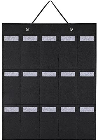 Hifot Sonnenbrillen-Aufbewahrungs-Organizer, hängende Brillen an der Wandtasche montiert, Brillen-Display-Halter 15 Filzschlitze
