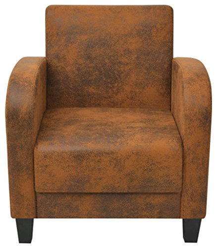 Tidyard Sessel Relaxsessel Liegesessel Fernsehsessel TV Sessel Wohnzimmersessel Polstersessel Loungesessel Clubsessel Cocktailsessel Bürosessel Braun Wildleder-Optik