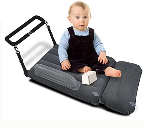 REVIOX Schwarzes Reisekissen Kinderbett, Kleinkindbett | Kinderschlaf Aufblasbares Kissen | Luftmatratze Tragbare Bettreise (Dunkelgrau,37.4X18.9X4.7)