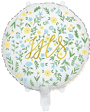 Folienballon IHS in Weiß mit Blumen 35 cm