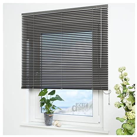 ourdeco® Aluminium-Jalousie / 120 x 160 cm Graphit (Breite x Höhe) / Montage an Wand oder Decke, Premium Alu-Jalousie