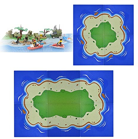 CHEVVY 6Pcs Planche de Base de Blocs de Construction Classique Plaque de Construction 25.5 * 25.5CM Île Marine Planche de Base pour Jeux Créatifs