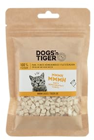 Dogs'n Tiger Adult Katzen Snacks Mmmh mmmh Huhn, 99% gefriergetrocknetes Filet in zerhackten Würfeln– ohne Zucker, Getreide & künstliche Aromen, 5x 30g