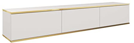Mueble de TV Oro 175 cm, Mueble de televisón Colgante, Mueble de televisor, Distintos Colores, Muebles de salón, Estilo Moderno (Blanco)