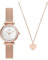 Fossil Damenuhr Carlie Quarz/3 Zeigerwerk 28 mm Gehäusegröße mit einem Edelstahl-Mesh-Armband ES5314SET