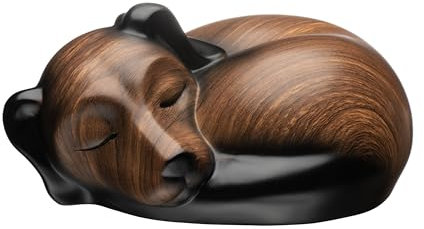 Kriss Art Haustierurnen, schlafende Harz-Urne, Hundeurne für Asche, Kleintierurne (Schwarze Walnuss)…