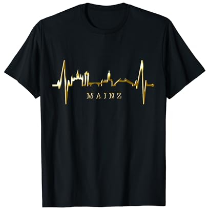 Mainz Skyline Herzschlag Fan Herz Liebe I Love Mainz T-Shirt