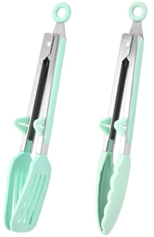 Pinzas Cocina para Servir Ensalada, Pan, Espagueti y Cocinar Carne, Pescado-Pinzas Cocina Silicona, Brindan un Agarre Seguro -Pinzas Cocina Acero Inoxidable-Pinzas Barbacoa