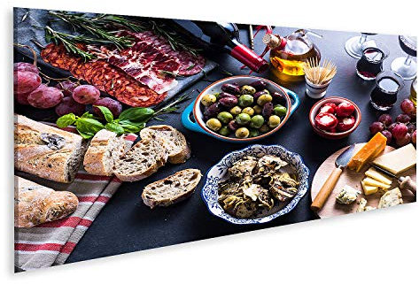islandburner Prime Bild auf Leinwand Traditionelle Tapas Auswahl von oben Bilder Wandbilder Poster