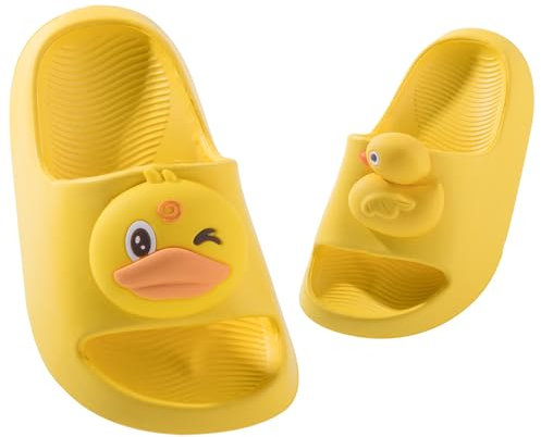 DRECAGE Ciabatte da Spiaggia e Piscina Bambine e Ragazze Pantofole da Bagno Bambini e Ragazzi Antiscivolo Scarpe da Doccia Estive Sandali Anatra Gialla 23 EU