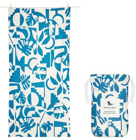 Dock & Bay Strandhandtuch - Schnell trocknende Mikrofaser, ohne Sand - Kompakt, Leicht - 100% recycelt - Inklusive Beutel - Marine Dream - Extra Large (200x90cm, 78x35)