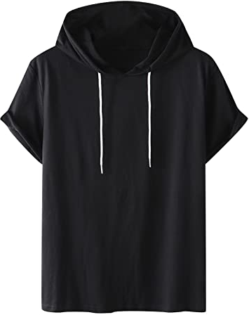 Hoodie Damen Kurzarm Einfarbig Kapuzenpullover Modische Sweatshirt Mit Kapuze Locker Kapuzenpulli Plus Size Hoody Oberteile Bequem Baumwolle Bluse Sommer Klassisch Tops Sportshirt Sommershirts