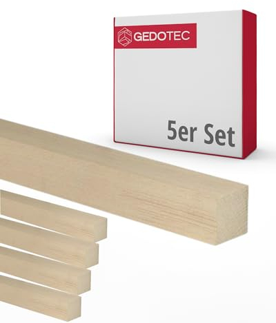 Gedotec Holzleisten zum basteln - Holzbretter zum bauen aus Buchen-Holz 95 cm | 5 Stück 35x35x950 mm | BASIC | vielseitiges Holz zum Basteln und Bauen von verschiedenen Objekten