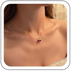Wendalern Rote Kristall Kirsche Halskette Süße Kirsche Frucht Anhänger Halskette Gold Blatt Kirsche Choker Halskette Box Link Kette Halskette Kirsche Rot Achat Angabe Halskette Schmuck Für Frauen