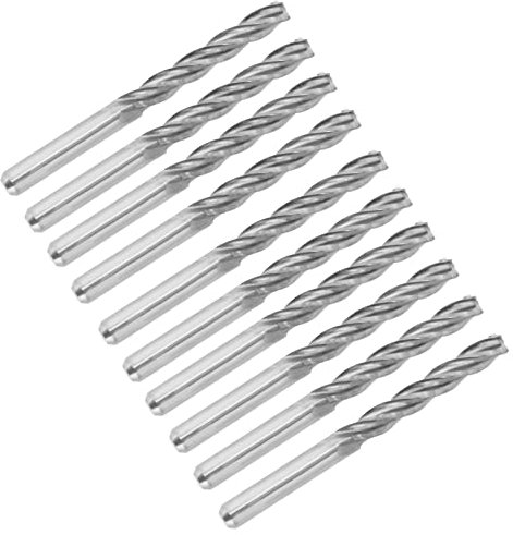 10 Stück Hartmetall CNC 4 Flöten-Spiralbohrer Schaftfräser 3,175 X 22 Mm Zum Fräsen von Legierten Stählen, Gehärtetem Stahl und Metall