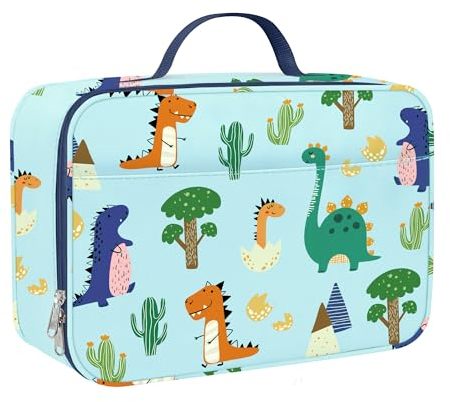 Clastyle Bolsa Termica Porta Alimentos Bebe Azul Mundo Dinosaurio, Bolsa Almuerzo Infantil Cactus Reutilizables, Bolsa Comida Niños Niña para Viaje Picnic Guarderia