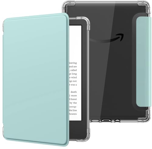 MoKo Hülle für 6 All-New Kindle (11th Generation-2024/2022 Modell), Ultraklar Weich Flexibel Transparent TPU Rückseite Leicht Schutzhülle mit Auto Schlaf/Aufwach für Kindle 2024, Agave Grün