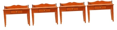 Vaguelly 4 Stück Puppenhausmöbel Holzpuppenschreibtisch Mini Schreibtisch Holztisch Modell Miniatur Klassenzimmer Schreibtisch Modell Winziger Klassenzimmer Schreibtisch Miniatur