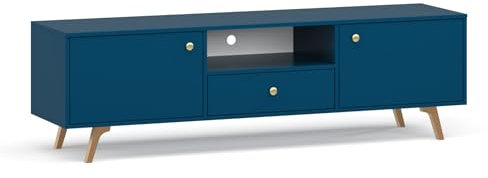 Albello TV-Schrank | TV Lowboard Selly | TV-Halterung mit verstellbaren Regalen | TV-Regal fur Wohnzimmer Sideboard | Fernsehtisch Holzwerkstoff 160 x 41 x 47,5 Granate - Dark Blau