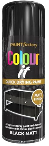 AlezyB - 12 x Black Matt 400ml All Purpose Spray Paint | Use on Metal, Wood, Plastic and Multipurpose Aerosol Professional Quality Perfect Finish, for Interior Exterior and Excellent Coverage