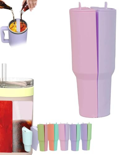 Inner Cup Section Tray for Stanley Cup Accessories,2-in-1 Drink Separator Silicone Liner,Dual Compartment Cup Sleeve for 40 oz Tumbler Cup,Dual-sided Drink Reusable Cup Divider for Stanley Cup