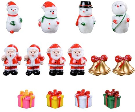 Weihnachten Miniatur Ornamente, 14 Stück Mini Weihnachtsmann Schneemann Deko Figuren, Harz Weihnachtsfiguren Deko Mini Figuren Klein Figuren DIY Zubehör Weihnachtsschmuck zum Basteln (mix-c)