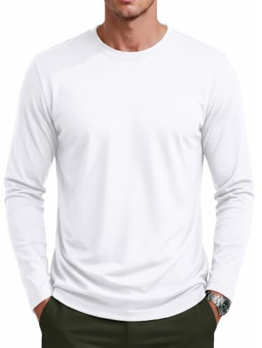 KEFITEVD T Shirt Herren Langarm Baumwolle Rundhals Basic Freizeit T-Shirt | Reine Baumwolle, weicher leichter Stoff, Rundhals, strapazierfähig, etikettfrei, Alltag Freizeit Herbst ,Winter
