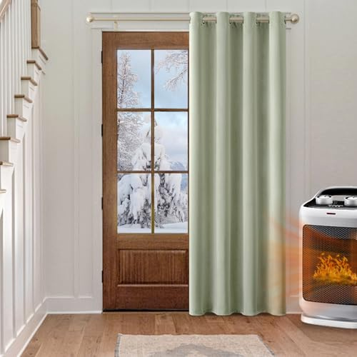 MIULEE Verdunklungsvorhänge Thermovorhang mit Ösen Blickdicht Salbei Grün | 140x200cm 1 Stück Blickdichter Thermostoff für Wohnzimmer und Schlafzimmer, hilft Licht, Hitze und Kälte zu reduzieren.
