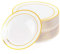 KOOSREEL 25 Pack Plastic Dessert Plates with Gold Rim,19cm/7.5inch Reusable Soup & Dessert Small Side Plates for Weddings, Birthdays, BBQ, Buffets, Catering, Parties