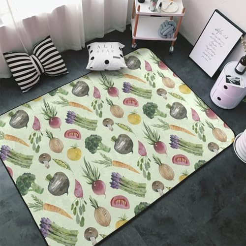 Teppich mit Spargel-Druck, für Wohnzimmer, Schlafzimmer, waschbar, weich, 7,6 x 12,7 cm, rutschfest, für den Innenbereich, Schlafzimmerdekoration, ästhetisch, 152,4 x 99,1 cm