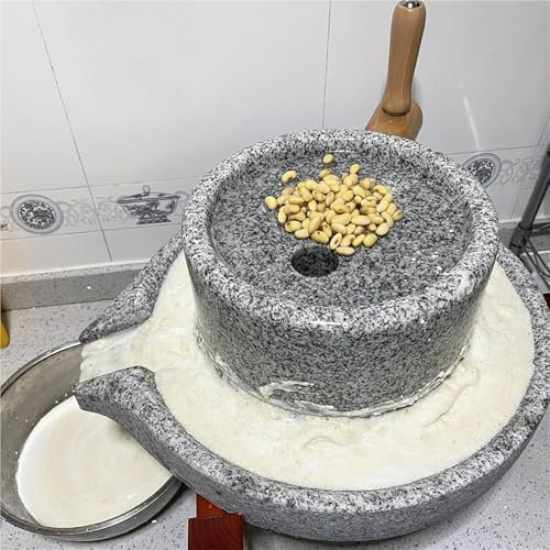 Mulino a pietra，Mulino per cereali Macinacaffè manuale in pietra for cereali, macinino umido for pasta Huty pesante for la scuola domestica fatta a mano, erbe aromatiche di orzo e fagioli(L (25cmx40cm