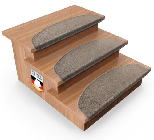 Floordirekt 15 Stück Preiswerte Stufenmatten „London“ halbrund und rechteckig in 11 Farben (Braun, Halbrund 65x23 cm)