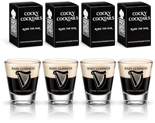 The Spice Specialist Baby Guinness Shot Glasses x 4 Pack by Cocky Cocktails (4 Pack Clear)