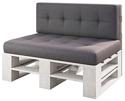 Lermowood Palettenmöbel Mp Bank 120 x 80 x 40 cm Weiß | Europaletten Indoor und Outdoor Lounge Gartenmöbel Holz Gartenmöbel Set Lounge Möbel Terrasse Balkon Loft Stil Paletten