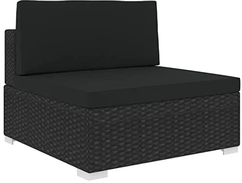 Myheimly Modular-Sofa-Mittelteil 1 STK. + Auflagen Poly Rattan Schwarz
