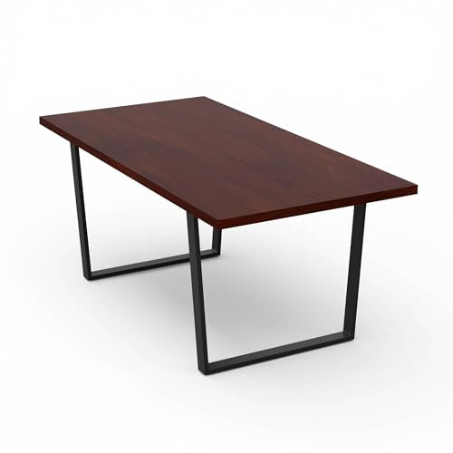 blumfeldt Bearsdon Esstisch – Farbe Walnuss MDF-Tischplatte 180 x 90 cm, Schwarze Tischbeine aus Metall, Industrieller Loft-Stil, Hitze- und Kratzfest, Perfekt für Esszimmer und Küche