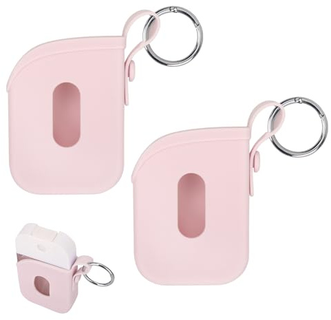 lasuroa 2stk Silikonhülle Kompatibel mit Handdesinfektionsspray 30ml, Schutzhülle mit Feder-Ring Nebel Schlüsselanhänger Halter Reisefreundliches Desinfektionsspray Zubehör (Rosa)