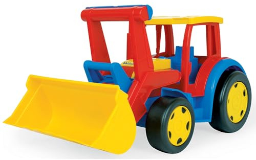 Wader 66009 - Gigant Sitztraktor mit großer Frontschaufel, Größe ca. 60 cm, belastbar bis 100 kg, für Kinder ab 12 Monaten, geeignet als Geschenk für kreatives Spielen