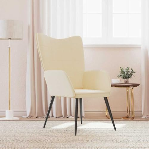 IBUQDDV Loungesitz Armlehnensessel Fernsehsessel Lesesessel Relaxsessel Creme Stoff für Wohnzimmer Schlafzimmer