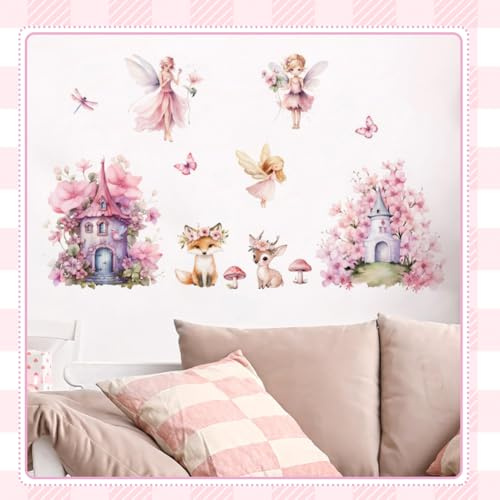Elf Schmetterling Wandsticker, Pilze Feen Wandaufkleber Genie Mädchen Wandsticker, für Babyzimmer Kinderzimmer Schlafzimmer Wohnzimmer