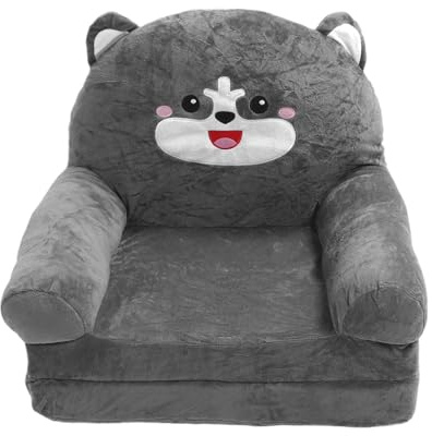 MYANEYPUO Offenes, leichtes 2-in-1-Lounge-Sofa für Kinder, ausziehbare Schlafcouch, Faltbarer Kindersofa-Stuhl mit grauem Cartoon-Hunde-Design, bequemes Schwammmaterial zum Lesen im (2-stöckig)