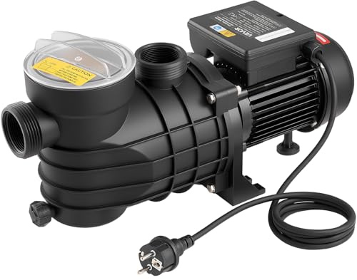 VEVOR Pompe Piscine Hors Sol 250 W Pompe Filtration Piscine 11700 L/h pour Piscines Hors Sol, Spa, Vitesse Unique, avec Panier Filtre, Couvercle, 2850 tr/min, Hauteur Refoulement Max 8 m, 220-240 V CA