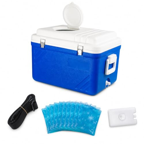 FLCPJGV Frigorifero Portatile da 50L/65L, Contenitore in Plastica con Fibbia in Acciaio Inossidabile per Campeggio e Pesca, Standard con lucernario, 65L