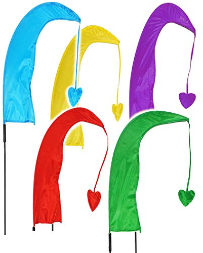 alles-meine.de GmbH 5 Stück 1,5 m - XL - Balifahnen/Windfahnen - bunter Farbmix - UV-beständig & wetterfest - Windrichtungsanzeige mit Fahnenstange - aus Nylon/Flagge W..