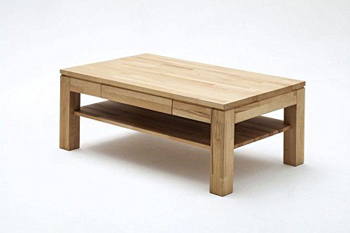 Beauty.Scouts Couchtisch Bondy - Tisch, Couchtisch, Beistelltisch, Fernsehtisch, Massivholz, Kernbuche oder Asteiche, 1 Schublade, geölt, gewachst, 115x 45 x 75cm, 5 kg Farbe Kernbuche