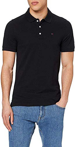 Tommy Jeans - Mens Clothes - Tommy Jeans Men - Designer T Shirts Men - Original Fine Pique Short Sleeve Polo - Tommy Black - Size S