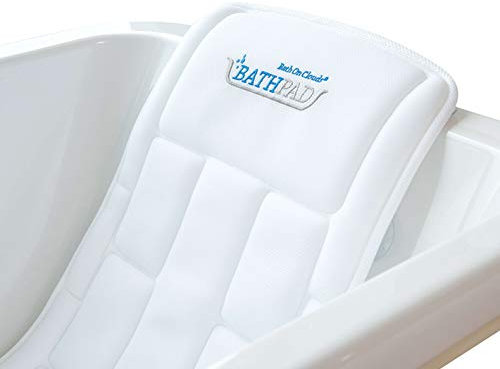 Bath On Clouds - Bathpad - Deutschlands 1. Badewannenmatratze - Das Original - 125cmx45cm - Badewannenkissen und Badewannenmatte - schwerelos Baden mit Nacken, Rücken und Beine – waschbar - 3D - weiß