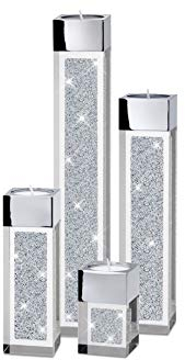 My IMPLEXIONS Moderne Teelichthalter Pylon 4er Set veredelt mit Swarovski Kristallen/Besondere Tisch-Dekoration